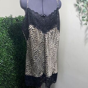 Maidenform Leopard Print Slip with Lace Trim